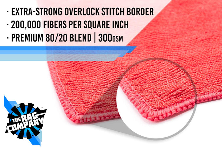 (12-Pack) **SPECIAL SALE** 16 x 16 Professional Grade All-Purpose Microfiber Cleaning Towel - THE RAG COMPANY (Red)