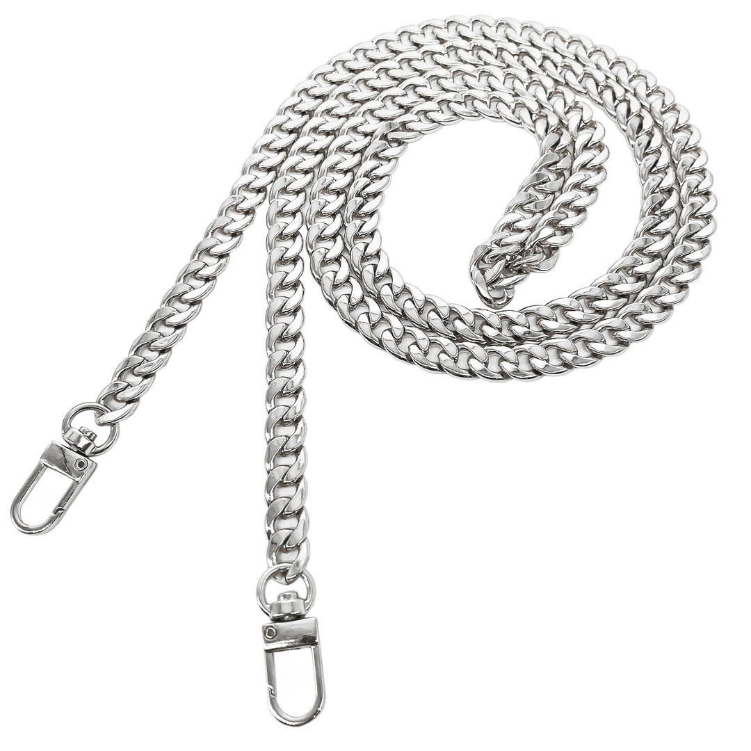 DIY Iron Flat Chain Strap Handbag Chains Purse Chain Straps Shoulder Cross Body Replacement Straps with Metal Buckles (47, Silver)
