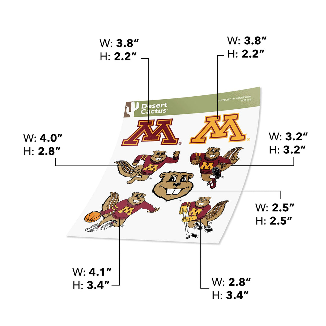 University of Minnesota Sticker Golden Gophers Vinyl Decals Laptop Water Bottle Car Scrapbook T2 (Type 2)