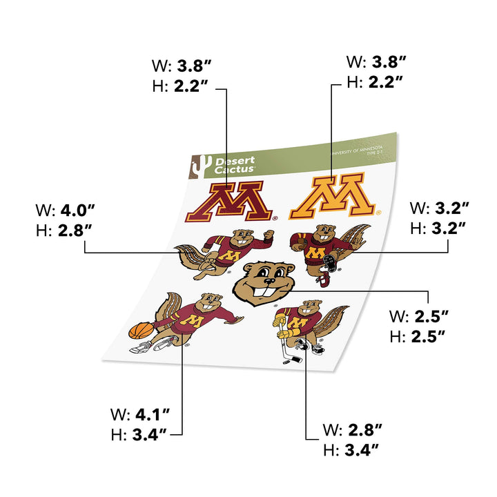 University of Minnesota Sticker Golden Gophers Vinyl Decals Laptop Water Bottle Car Scrapbook T2 (Type 2)