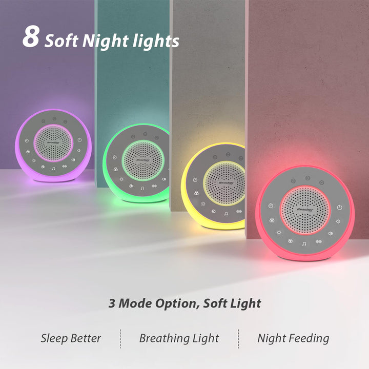 R2 White Noise Sound Machine for Baby Sleep and Nursery Night Light, 31 Natural Soothing Sounds for Sleeping, White/Pink/Brown Noise, Sound Machine with Light for Adults, Kids