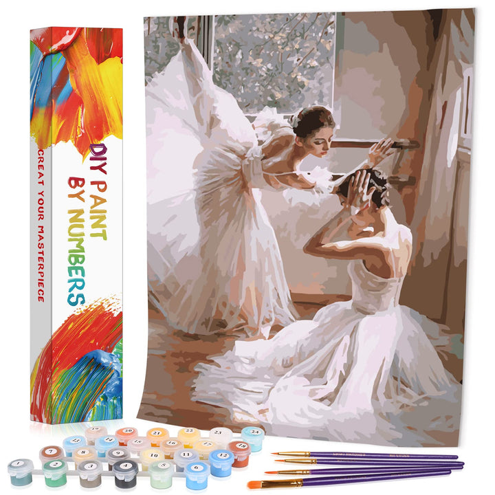 DIY Oil Painting Kits for Adults Paint by Numbers Ballet Dancer DIY Painting by Number kit for Kids,16x20 inch Wall Art without Frame