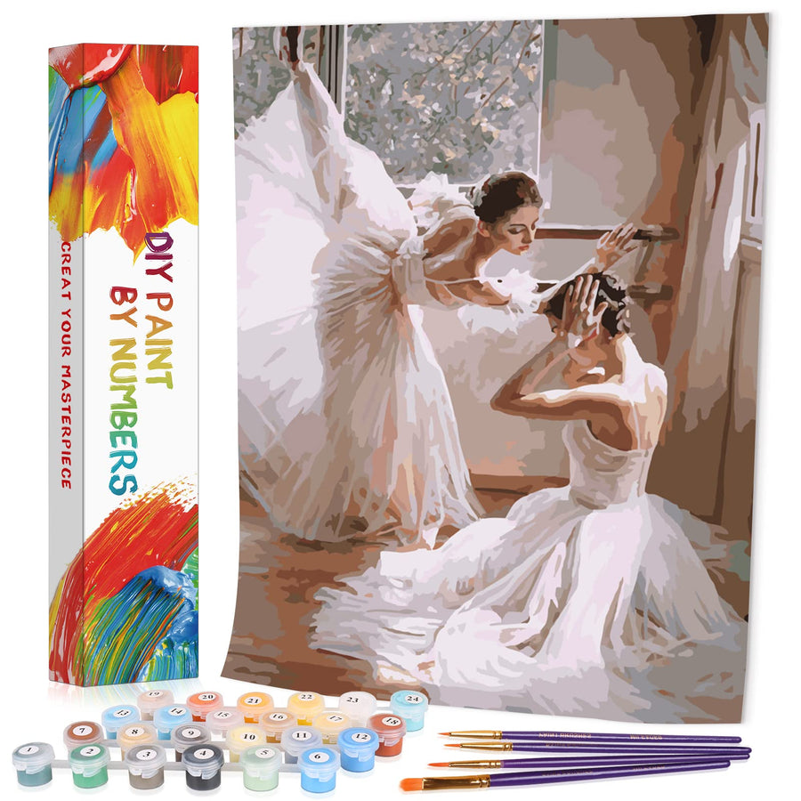 DIY Oil Painting Kits for Adults Paint by Numbers Ballet Dancer DIY Painting by Number kit for Kids,16x20 inch Wall Art without Frame