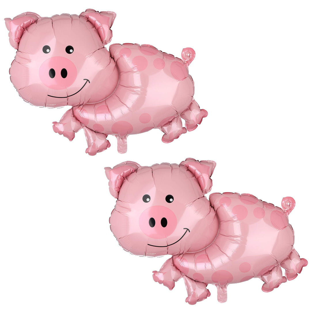 2 Pcs Pink Pig Shaped Jumbo Mylar Foil Balloon Farm Animal Themed Party Decorations Birthday Baby Shower Decor Supplies