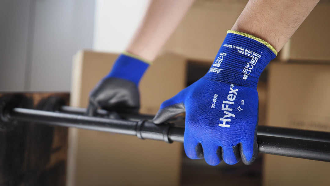 HyFlex 11-618 Nylon Light Duty Multi-Purpose Glove with Knitwrist, Abrasion/Cut Resistant, Size 8, Blue (Pack of 12 Pair)