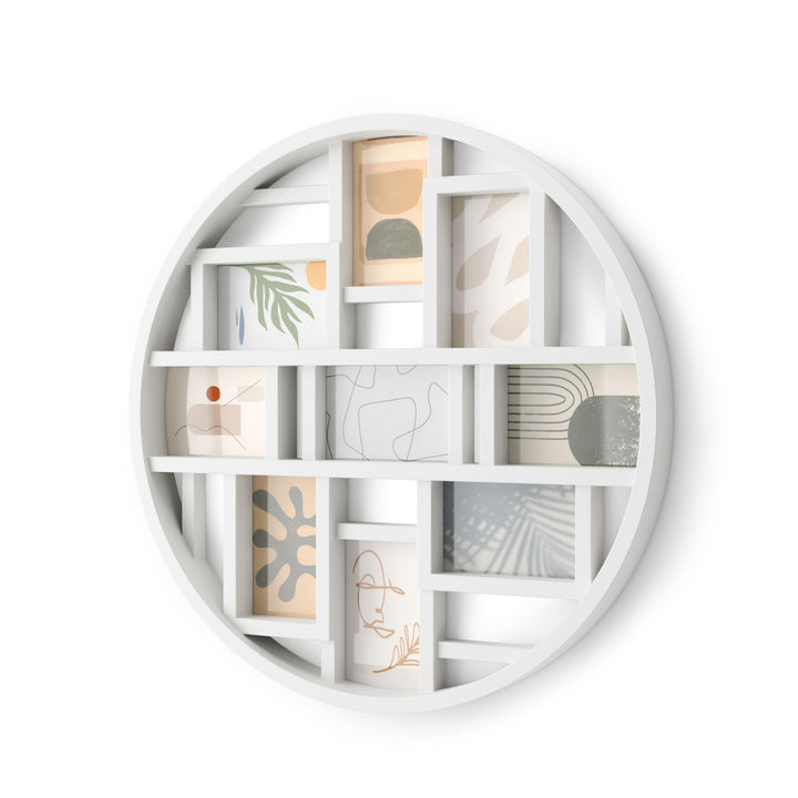 Luna Collage Picture Frame Holds Nine 4x6 Photos, Large 22-Inch Diameter, White