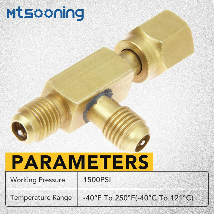 2PCS Quick Coupler Access Tee, 1/4'' Valves Core Tee Adapter with Swivel Connector, Fits for Gauge Deep Vacuum Pump Manifold
