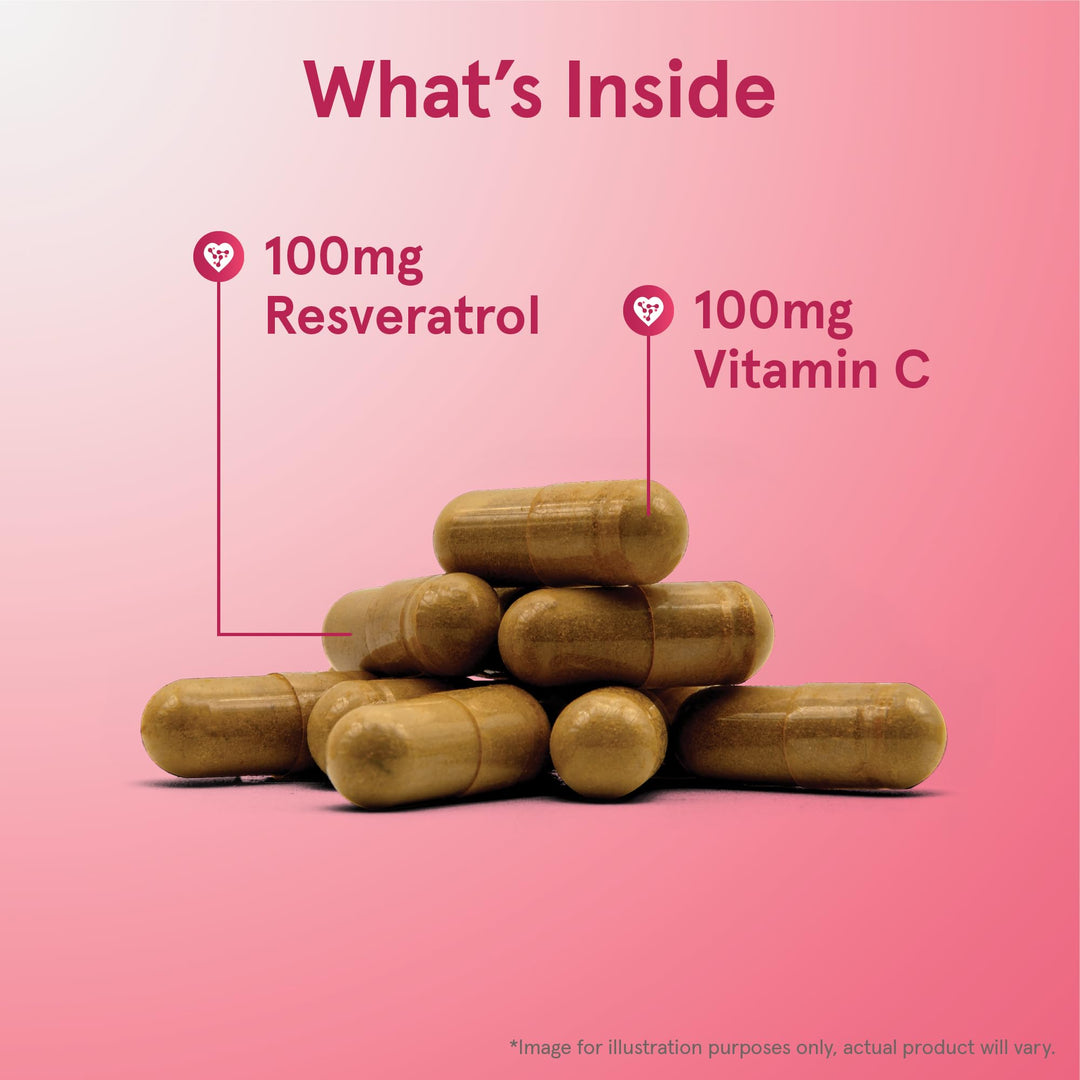 ® Resveratrol 100 mg, Dietary Supplement, Antioxidant Support for Cardiovascular Function, 60 Veggie Capsules, 60 Day Supply