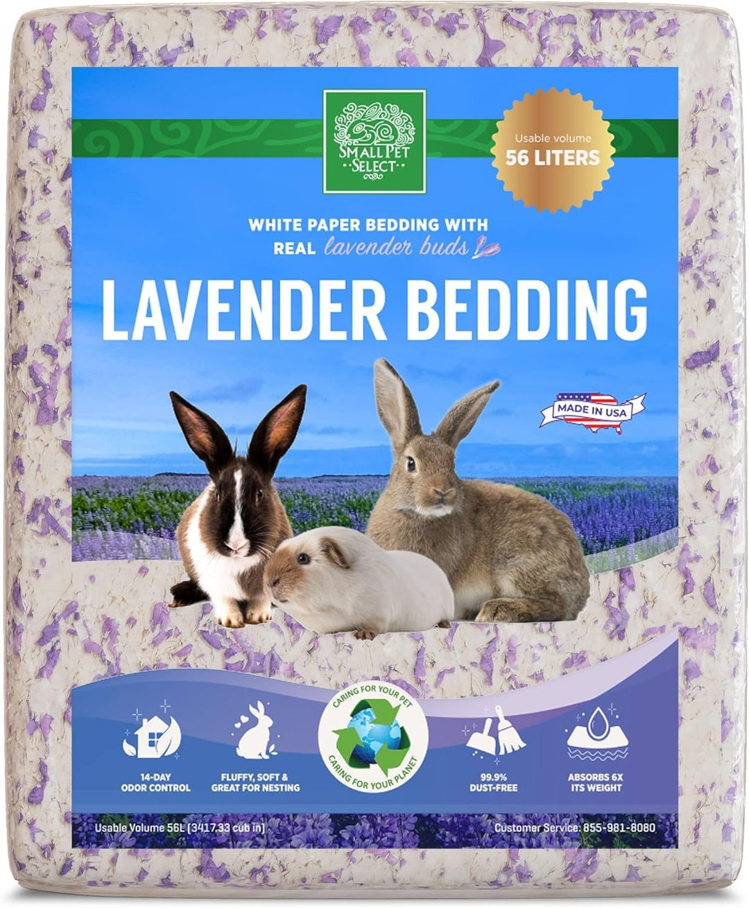 - White Paper Bedding with Real Natural Lavender. Rabbits, Guinea Pigs, and Other Small Animals, 56L