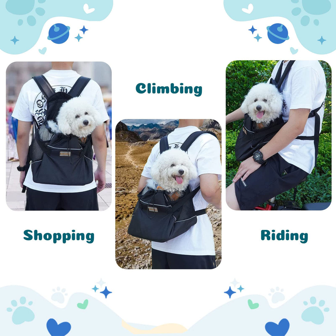 Backpack Adjustable Pet Front Cat Dog Carrier Bag Easy-Fit Traveling Hiking Camping Puppies Outdoor Use Black