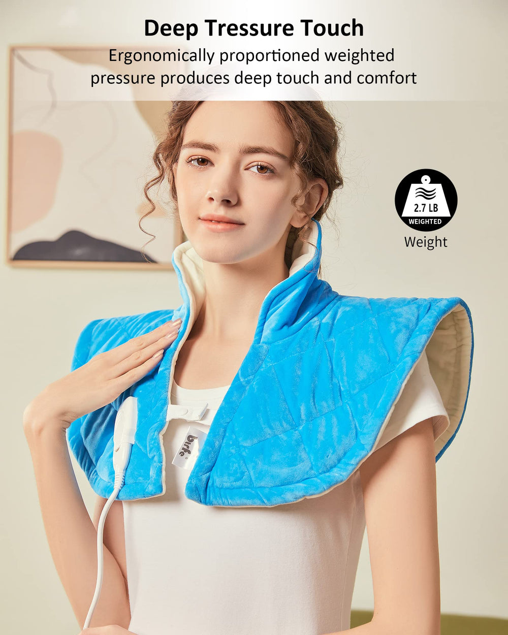 Heating Pad, Weighted Heating Pad for Neck and Shoulder Pain Relief, 2.7lb Electric Heated Neck Shoulder Wrap for Deep Pressure Heat Therapy, 8 Heat Settings, 12 Auto-Off with Countdown,Christmas gift