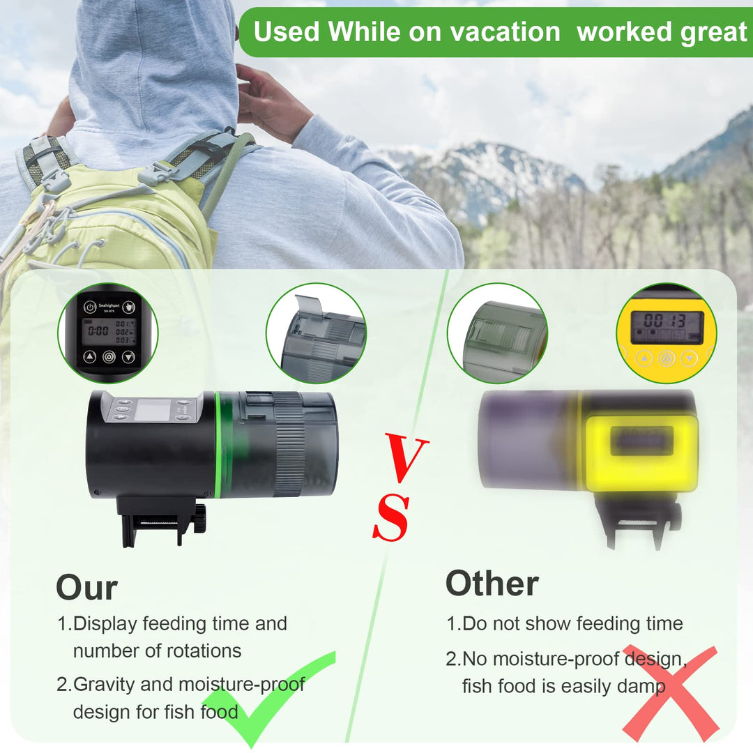 Automatic Fish Feeder for Aquarium,Vacation Auto Fish Food Dispenser - Moisture-Proof Programmable Weekend Holiday Electric Timer Fish Feeder for Turtle Tank | Betta Tank