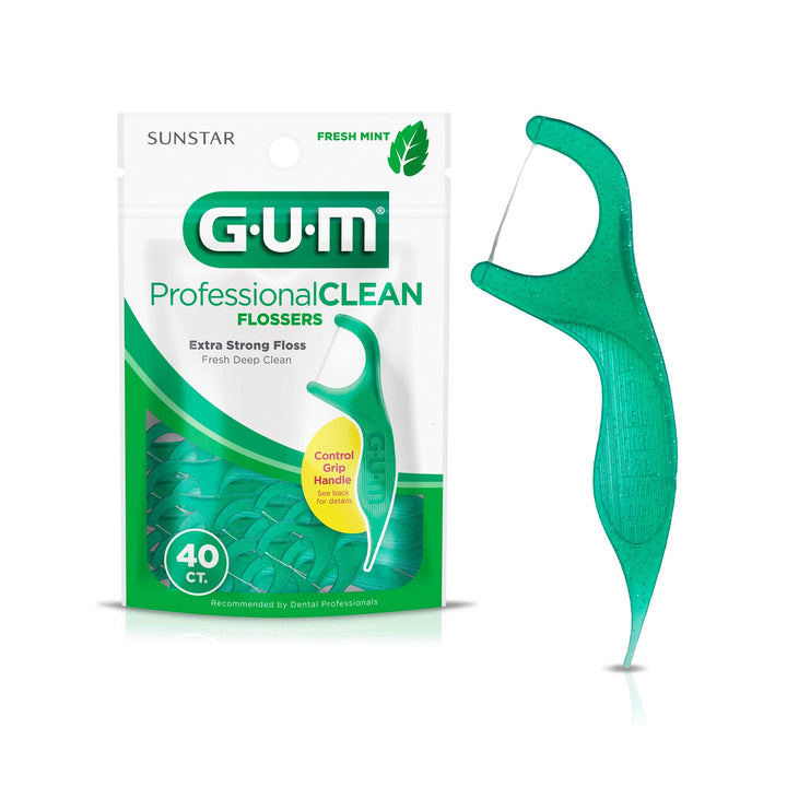 Professional Clean Flossers, Fresh Mint, On-The-Go Dental String Floss Picks, 40 Count