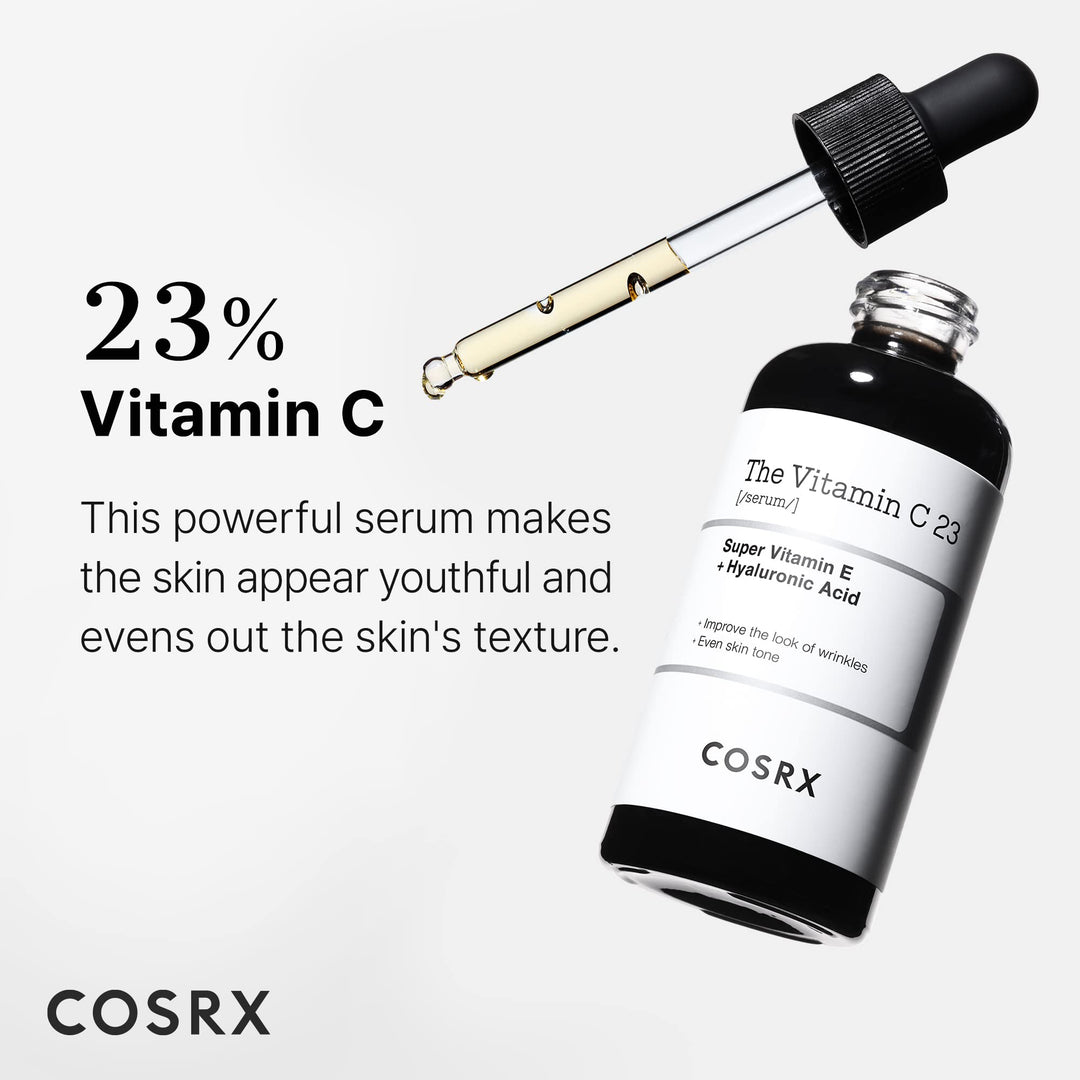 Pure Vitamin C 23% Serum with Vitamin E & Hyaluronic Acid, Brightening & Hydrating Facial Serum for Fine Lines, Uneven Skin Tone & Dull Skin, 0.7oz/20g, Korean Skin Care