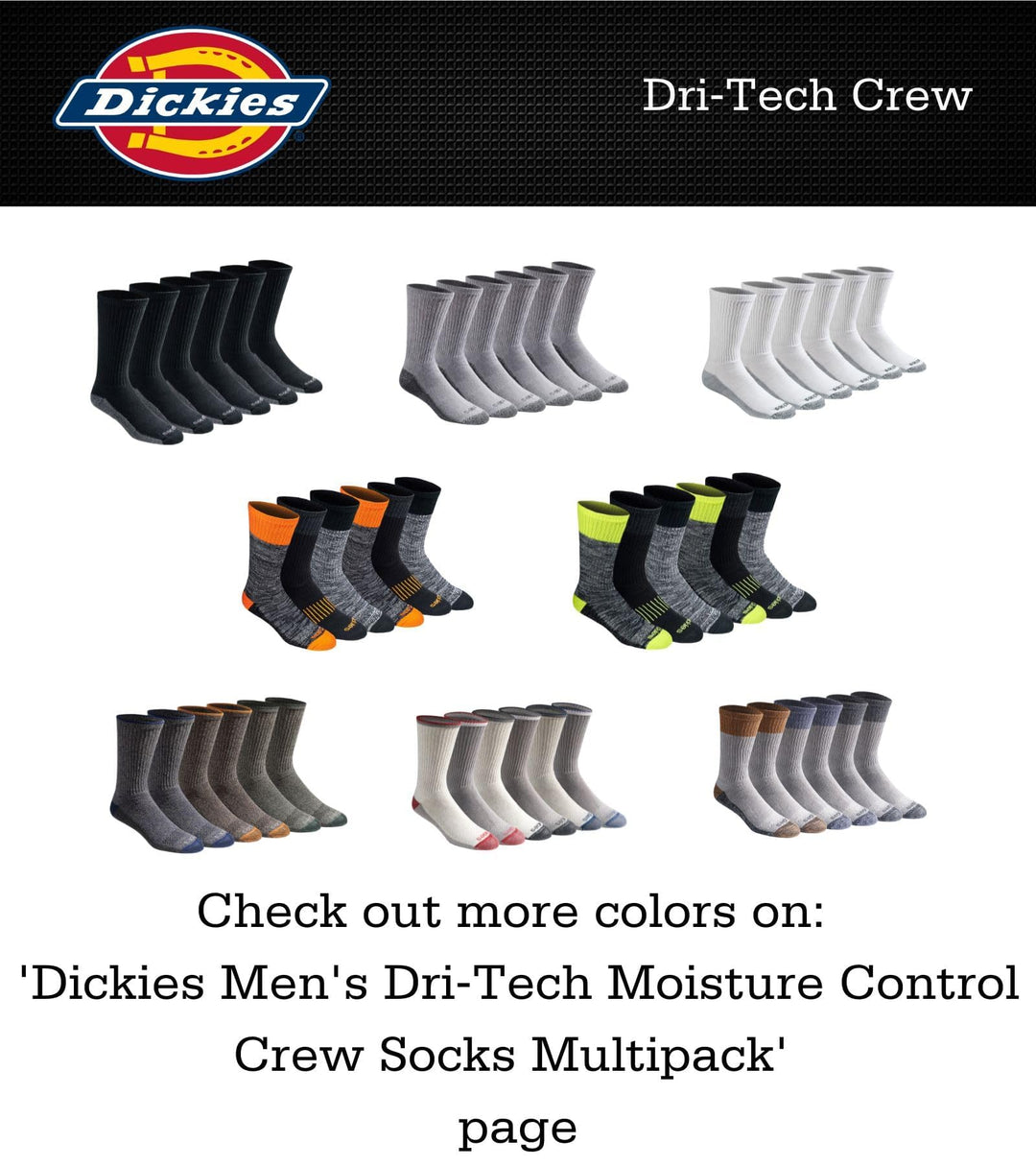 Men's Dri-Tech Essential Moisture Control Crew Socks, Available in M-XXL (6, 12, Solid Black (6 Pairs), Large