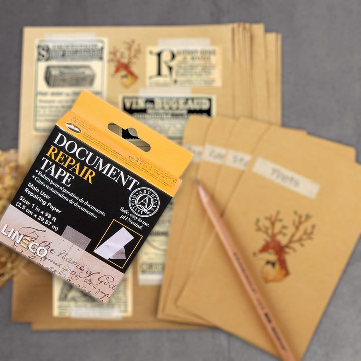 Archival Document Repair Tape, Repairs Paper Documents, Book Pages, Maps, Ephemera, Photos and Printed Artwork. Ideal for Family Archivist, Acid-Free Translucent Tape 1 x 98', Pack of 2
