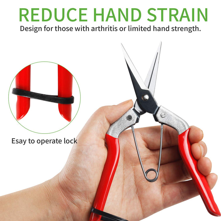 Micro-Tip Pruning Shears, Hand Pruner Snips Florist Garden Scissors with Silicone Protective Sleeve, Perfect for Cutting Buds, Flowers, Vegetables and Picking Fruit, Trimming Plants(2 Pack)