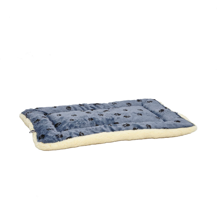 Reversible Paw Print Pet Bed in Blue / White, Dog Bed Measures 40L x 26W x 3.5H for Large Dogs, Machine Wash