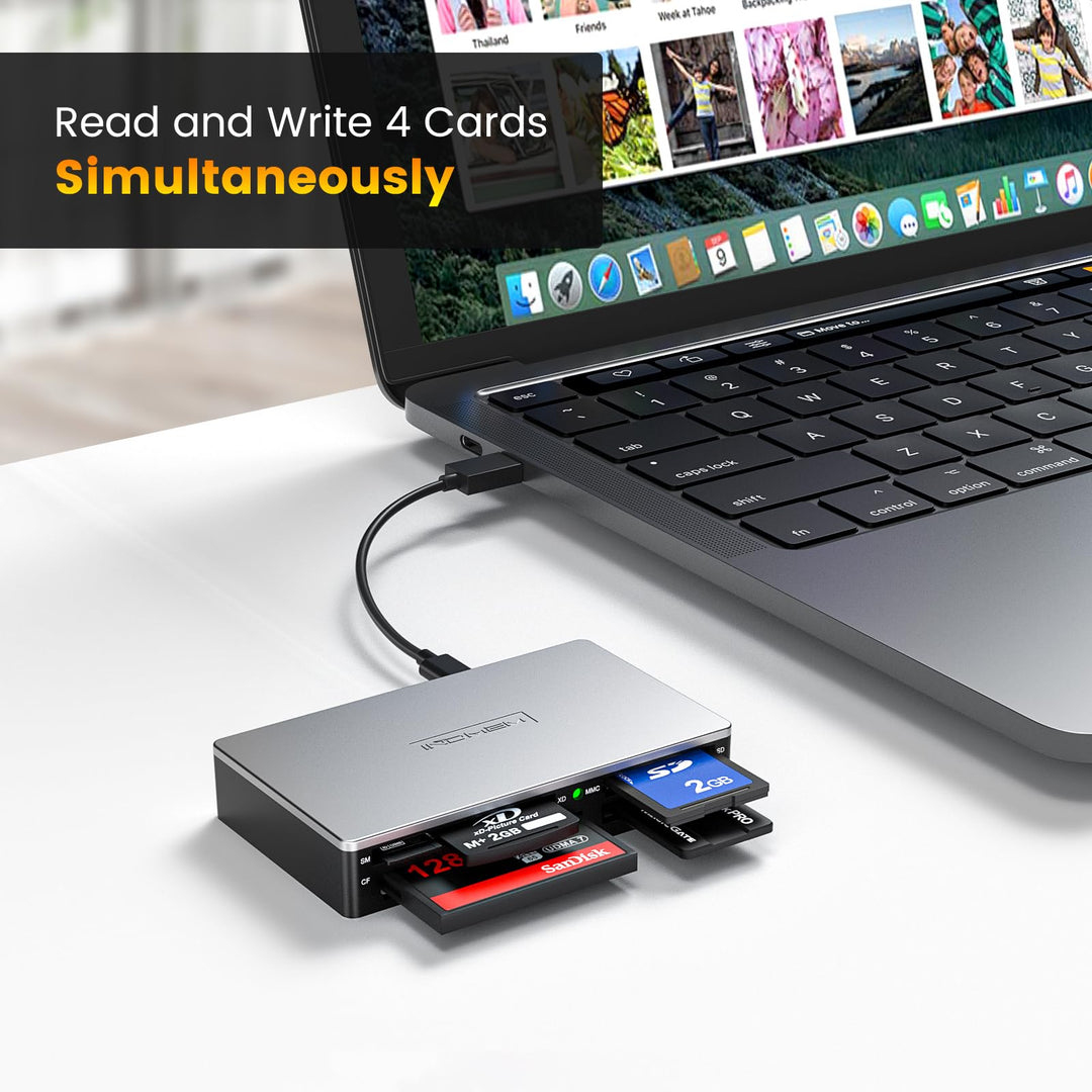 SmartMedia Card Reader Writer All-in-1 USB Universal Multi Card Adapter Slim Hub Read Smart Media, xD, SD, SDHC, SDXC, UHS-I, MMC, MS Pro Duo, CF, MD, Camera Flash Memory Cards For Windows, Mac, Linux
