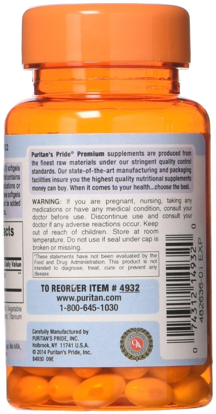 Puritan's Pride Lactase Enzyme, Milk and Dairy Digestant, Dietary Supplement Support for Digestion, and Cellular Energy Support, 40 Day Supply, 120 Softgels