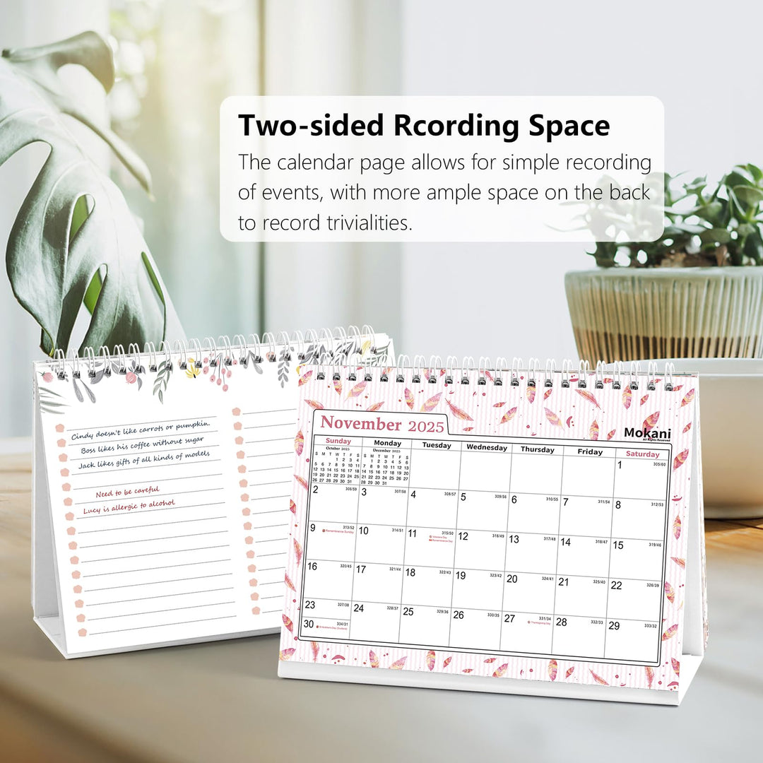 Small Desk Calendar 2025-2026, Mokani Standing Desktop Calendar 2025(January 2025-June 2026), Academic Year Flip Desk Calendars with 234 Stickers and US Holidays Marked (8x6)