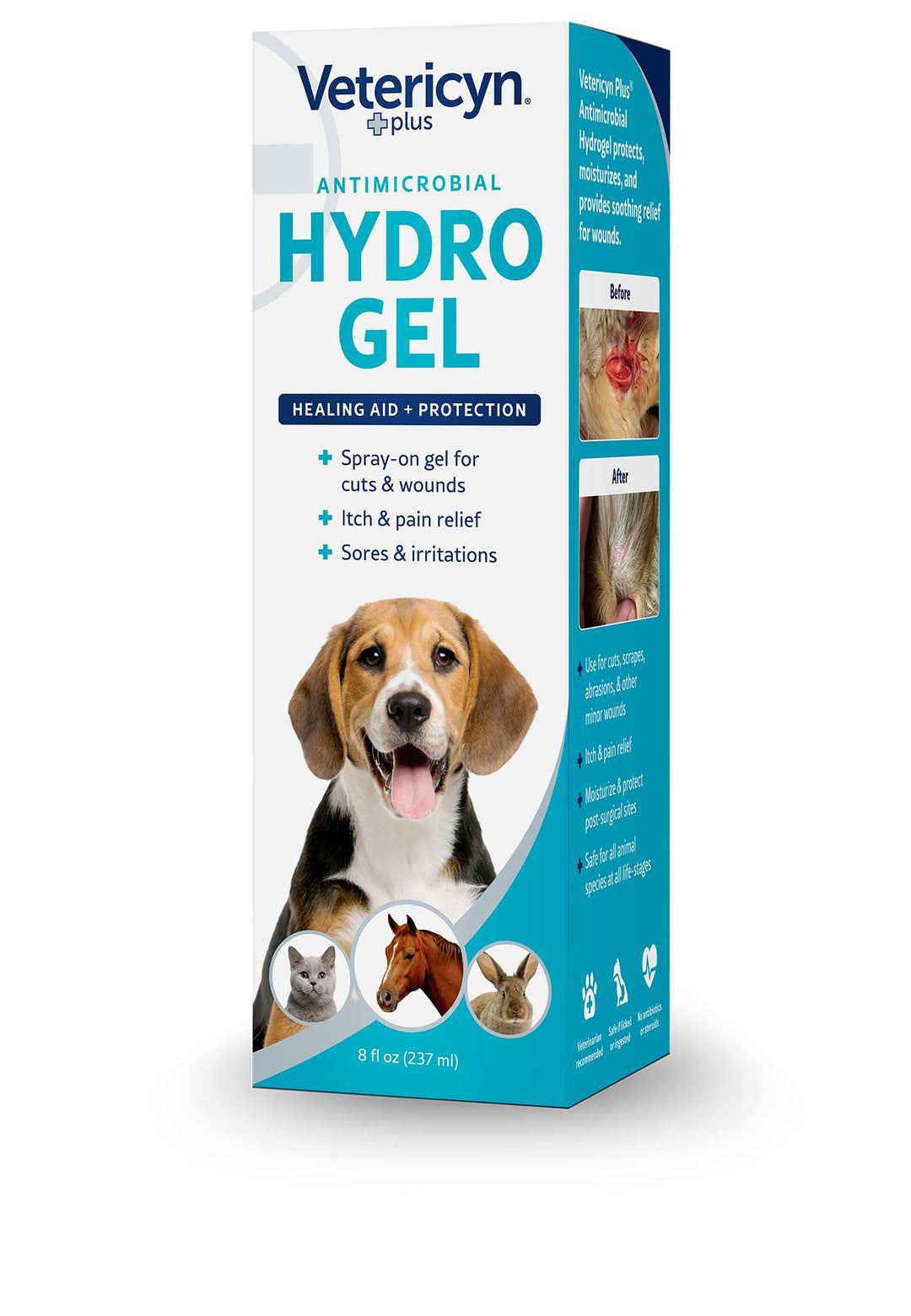 Plus Dog Wound Care Hydrogel Spray | Healing Aid and Wound Protectant, Sprayable Gel to Relieve Dog Itchy Skin, Safe for All Animals. 8 Ounces