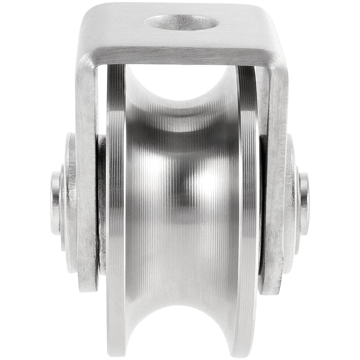 2 Pack 3 Inch Stainless Steel U Groove Wheel, U Groove Caster with Bracket for Sliding Gate, Rolling Gate, Inverted Track, Industrial Machines, 882 lbs Capacity