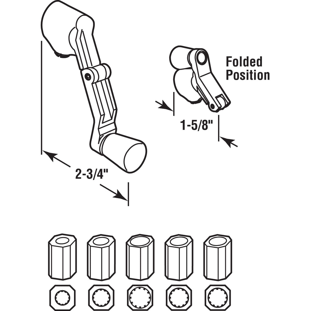 Products H 3961 Casement Handle, Folding, Universal Spline, Coppertone