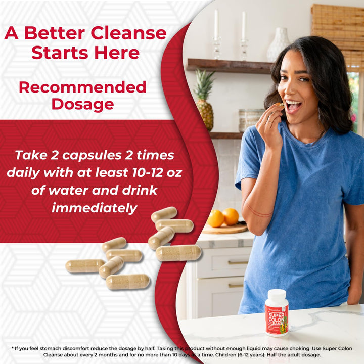 Super Colon Cleanse, Capsules with Herbs and Acidops, 500 mg -60 Count