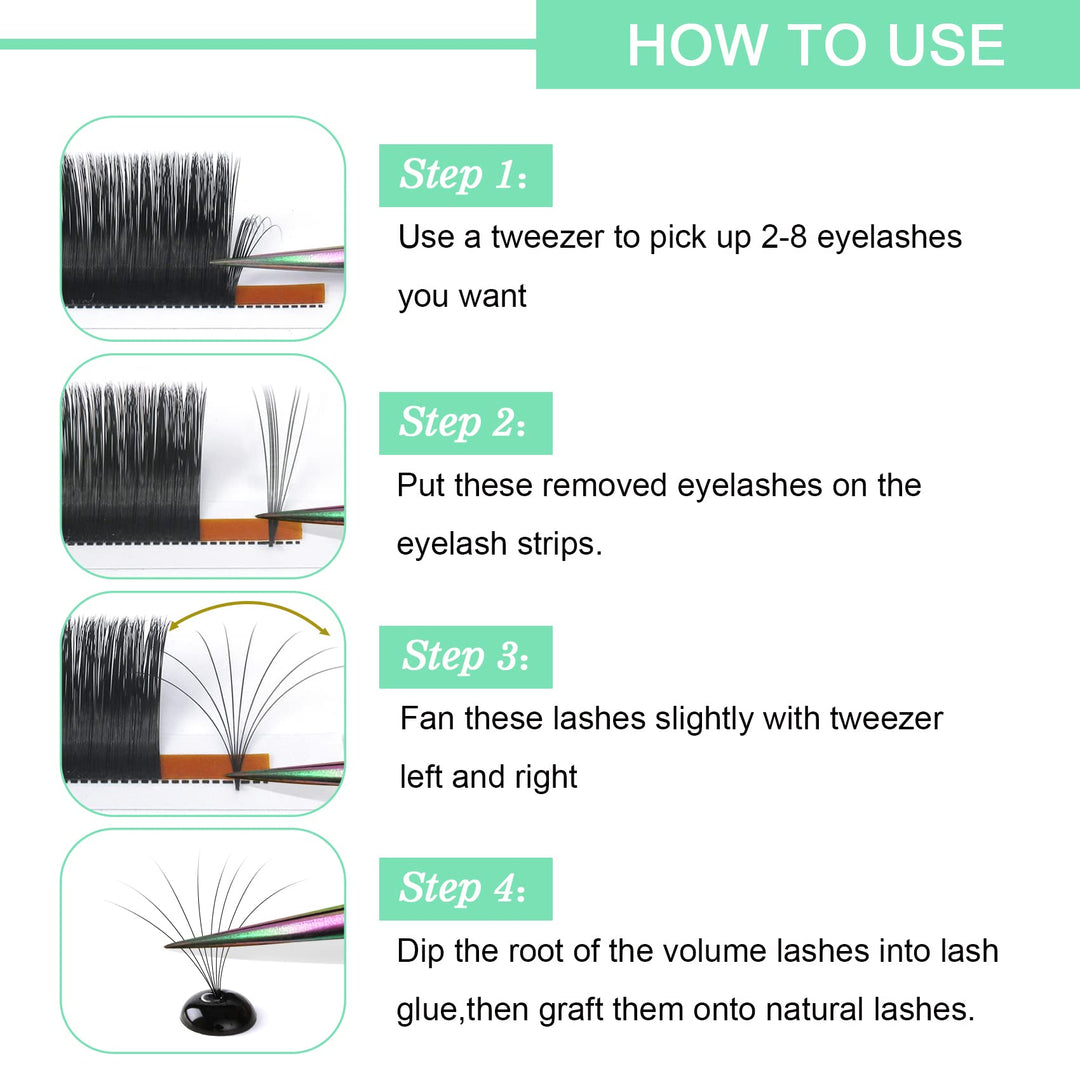 Easy Fan Volume Lashes D-0.05-9-16 Volume Lash Extensions Rapid Blooming Lashes .03 .05 .07 .10 Mega Volume Lash Extensions Flowering Lash Extensions C D curl(D-0.05,9-16mix)