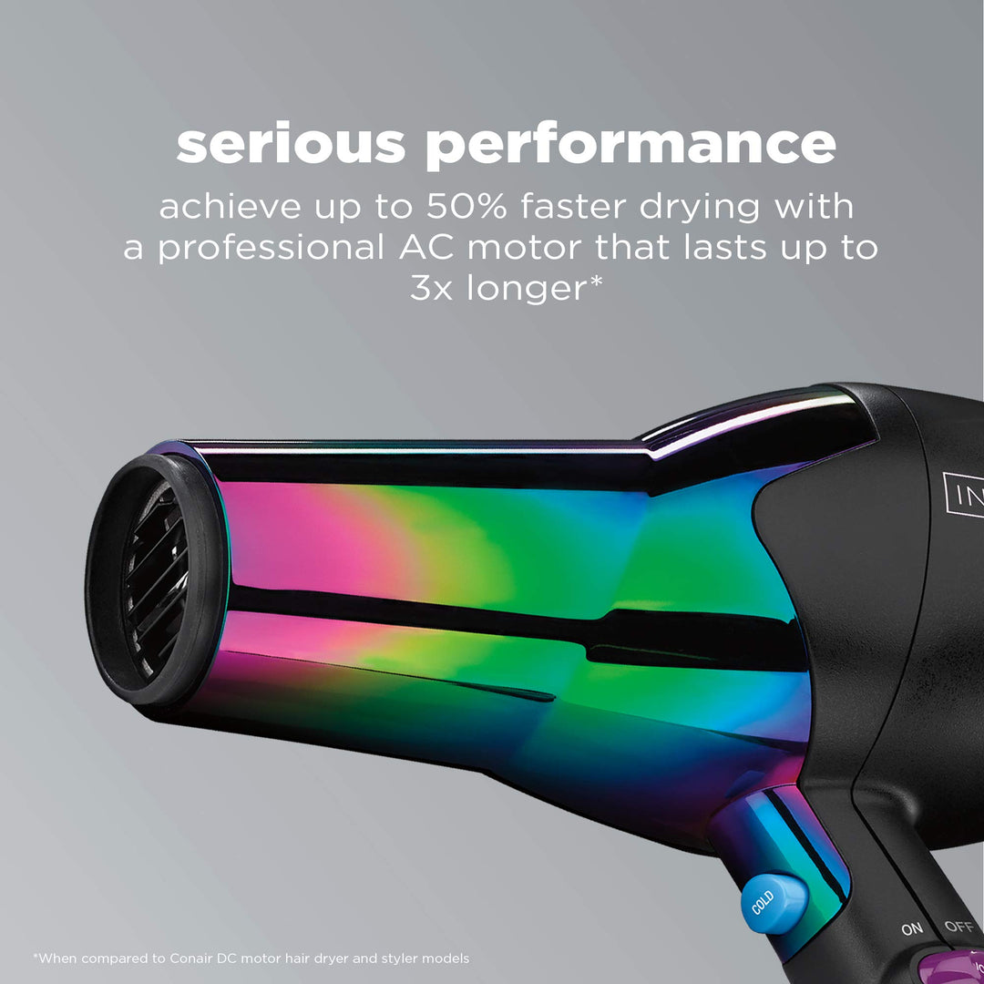 INFINITIPRO BY CONAIR Hair Dryer, 1875W Ion Choice - Turn Ions ON for Smooth, Shiny Hair and OFF for More Fullness and Volume