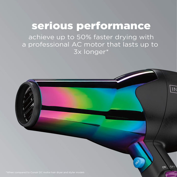 INFINITIPRO BY CONAIR Hair Dryer, 1875W Ion Choice - Turn Ions ON for Smooth, Shiny Hair and OFF for More Fullness and Volume