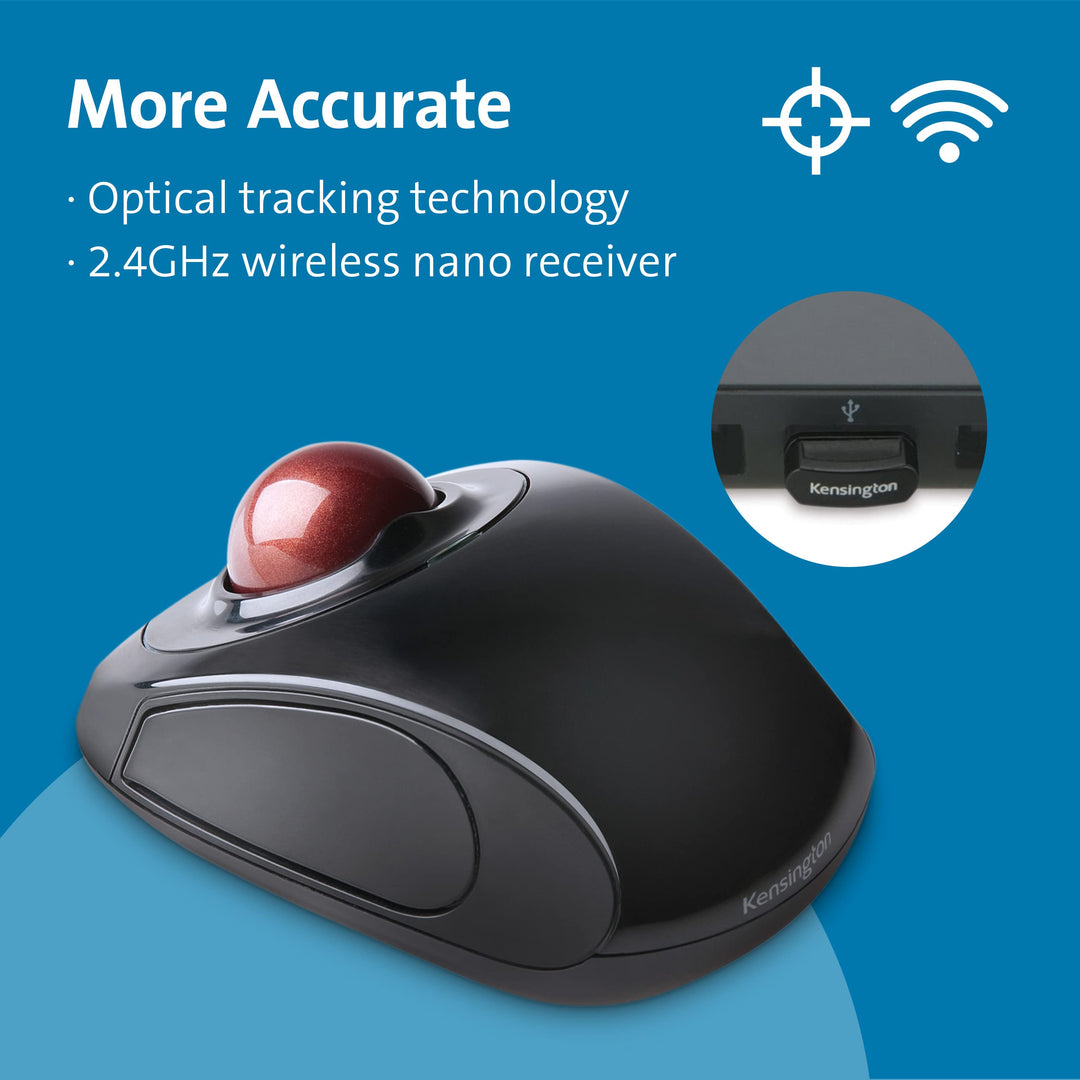Orbit Wireless Trackball Mouse with Touch Scroll Ring (K72352US),Black