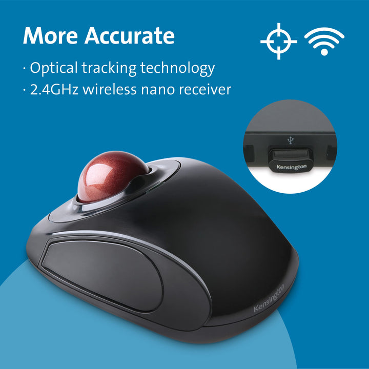Orbit Wireless Trackball Mouse with Touch Scroll Ring (K72352US),Black