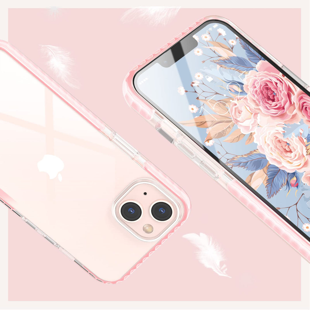 Compatible with iPhone 13 case Clear Thin Slim Crystal Transparent Cover Shockproof Bumper Case for iPhone 13 6.1 2021(Pink)