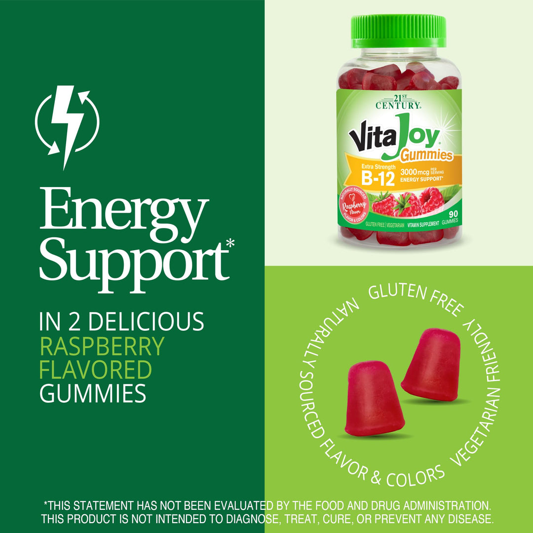 VitaJoy Extra Strength B-12 3000 mcg Gummies, Raspberry, 90 Count