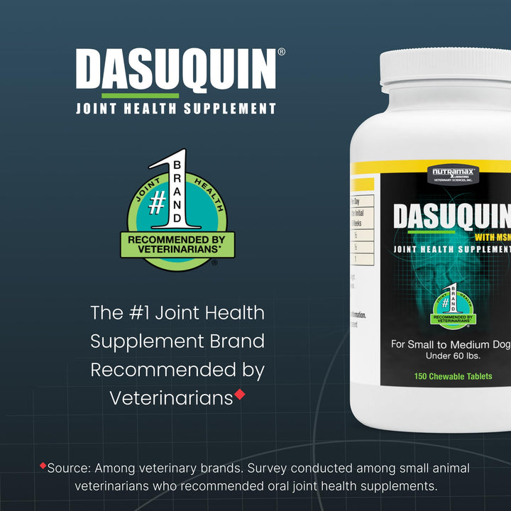 Nutramax Dasuquin with MSM Joint Health Supplement for Small to Medium Dogs - With Glucosamine, MSM, Chondroitin, ASU, Boswellia Serrata Extract, and Green Tea Extract, 150 Chewable Tablets