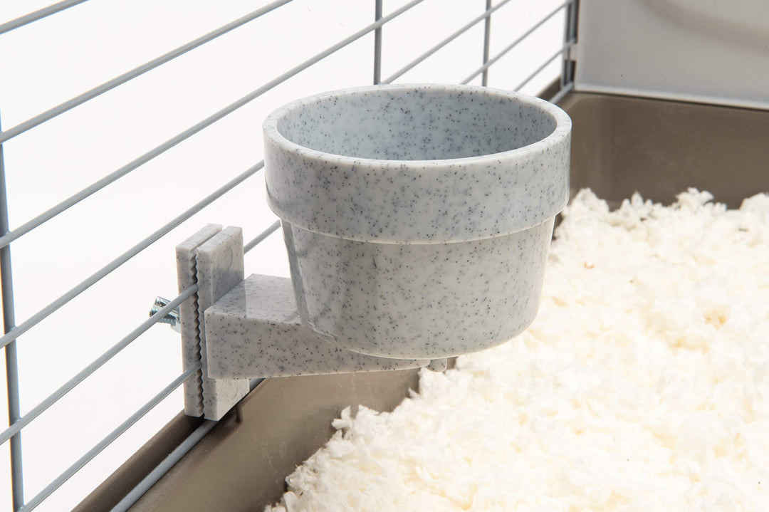 Quick Lock Removable Cage Bowls for Rabbits, Birds, Dogs, Cats, Gunea Pigs and Other Small Animals. (10oz, Granite)