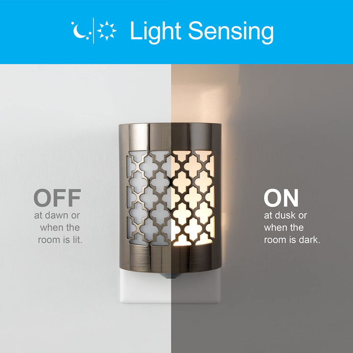 CoverLite LED Night Light, Decorative, Plug-In, Smart Dusk-to-Dawn Sensor, Home Décor, Ideal for Bedroom, Bathroom, Kitchen, Hallway, UL-Certified, 11332, Oil Rubbed Bronze | Geometric