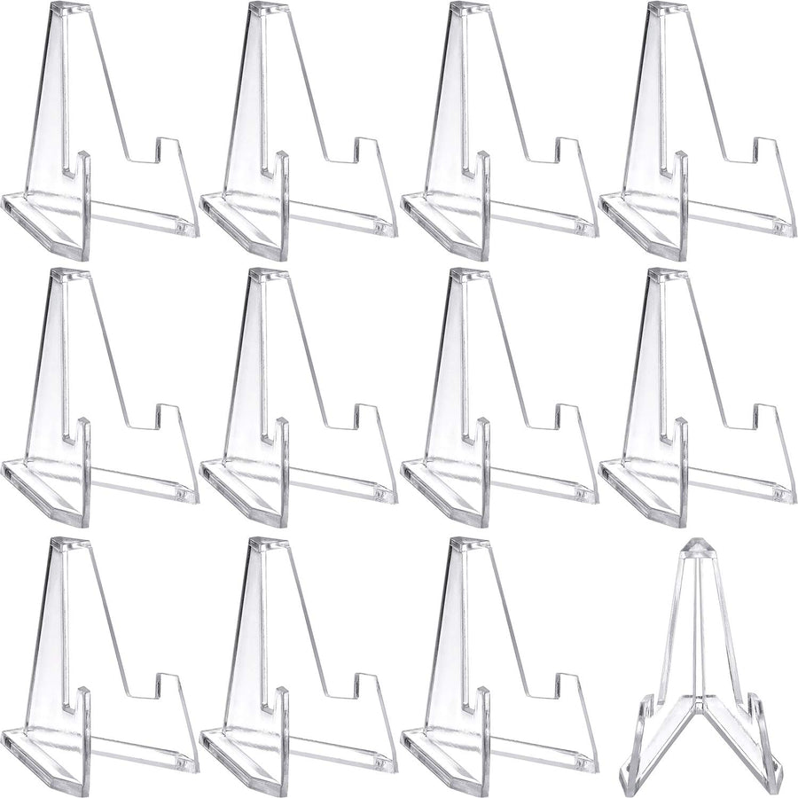 12 Packs Card Display Stand 2.24 Tall Clear Acrylic Easel Stands Mini Coin Picture Display Easel Holder Baseball Sports Card Stands Trading Graded Card Stand Card Holder