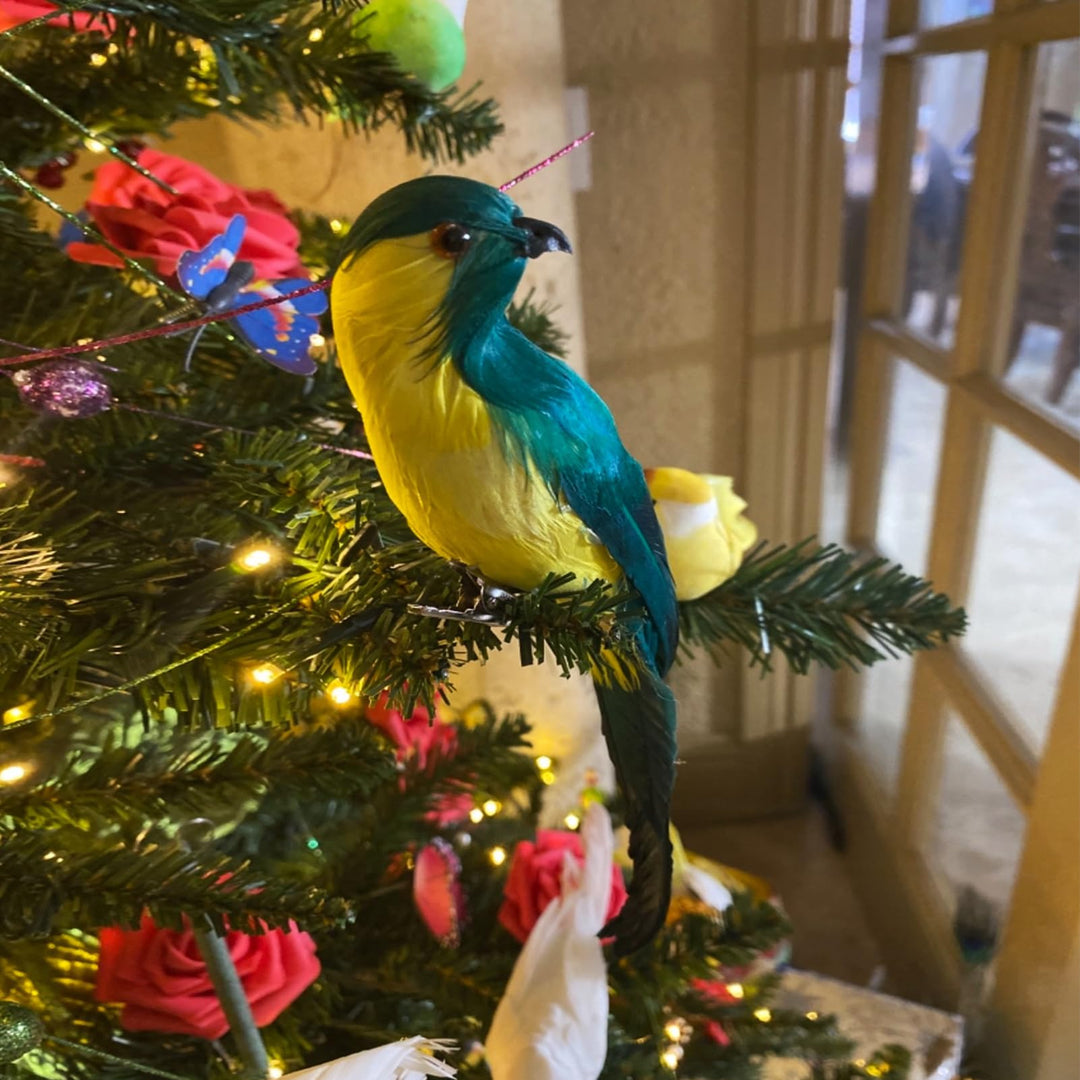 7.8 Yellow Artificial Parrot Foam Feathered Parrot Clip on Bird for Shoulder Prop Pirate Costume Decoration Christmas Tree Ornament Modern Home Garden Decor