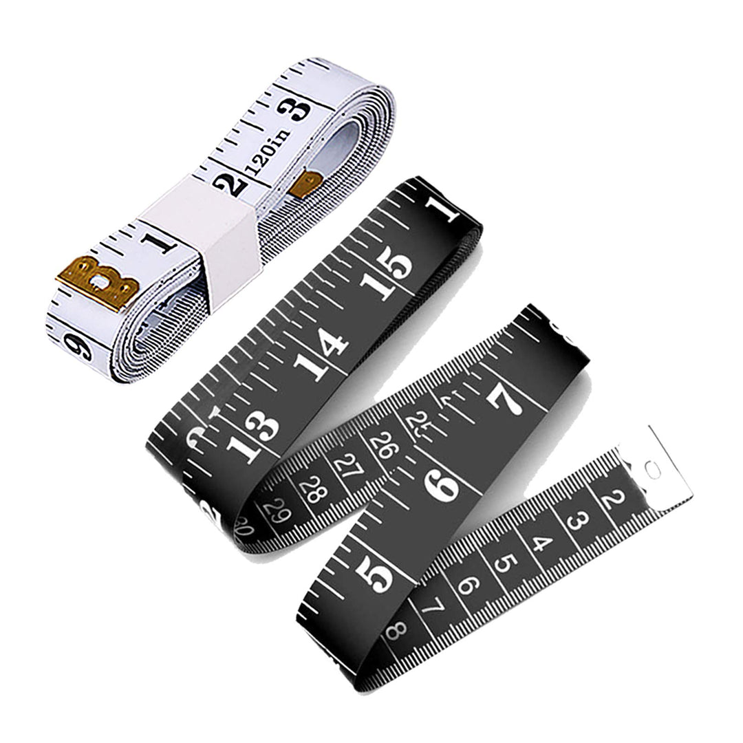 Tape Measure 300cm/120 Inch Double-scale Soft Tape Measuring Body Weight Loss Medical Body Measurement Sewing Tailor Cloth Ruler Dressmaker Flexible Ruler Tape Measure (Black and White)2 Pack By BUSHI