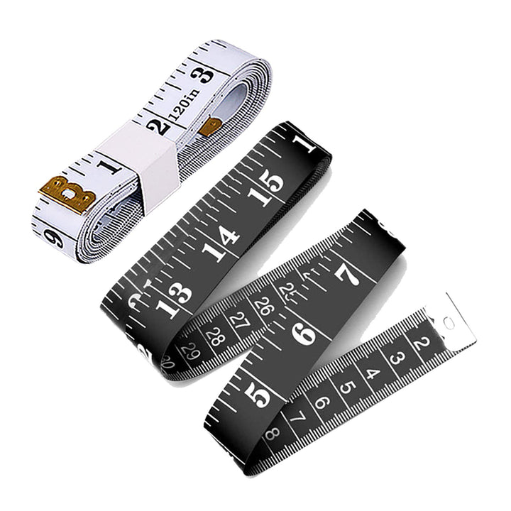 Tape Measure 300cm/120 Inch Double-scale Soft Tape Measuring Body Weight Loss Medical Body Measurement Sewing Tailor Cloth Ruler Dressmaker Flexible Ruler Tape Measure (Black and White)2 Pack By BUSHI