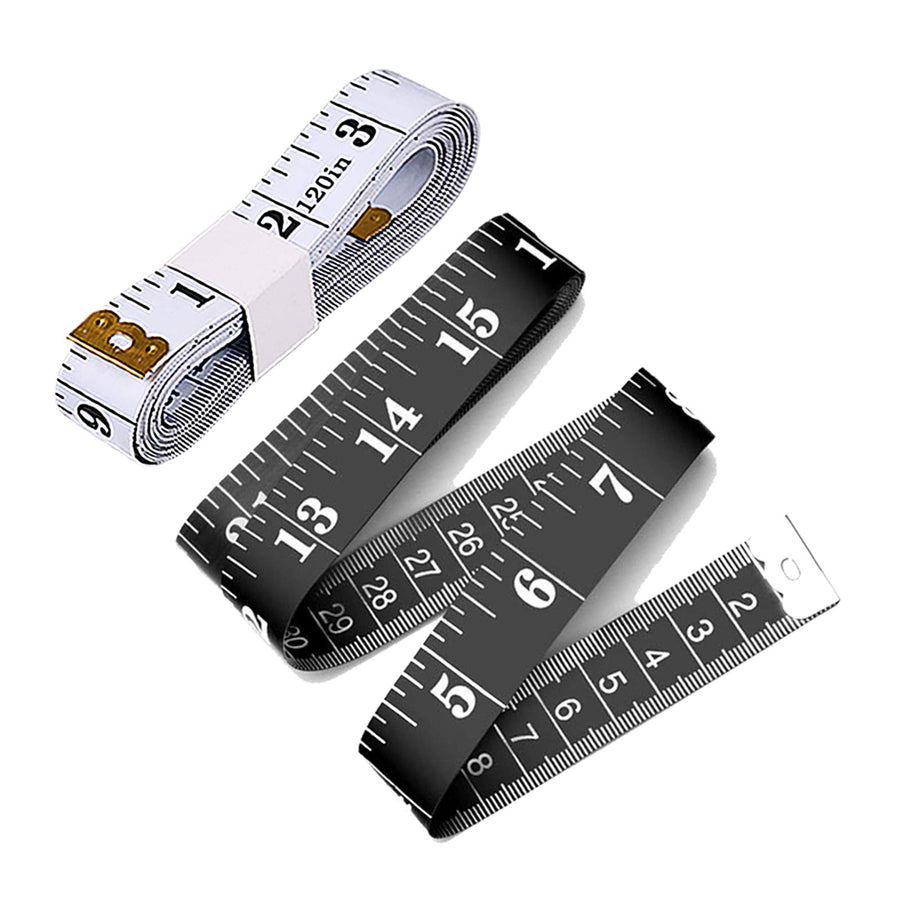 Tape Measure 300cm/120 Inch Double-scale Soft Tape Measuring Body Weight Loss Medical Body Measurement Sewing Tailor Cloth Ruler Dressmaker Flexible Ruler Tape Measure (Black and White)2 Pack By BUSHI