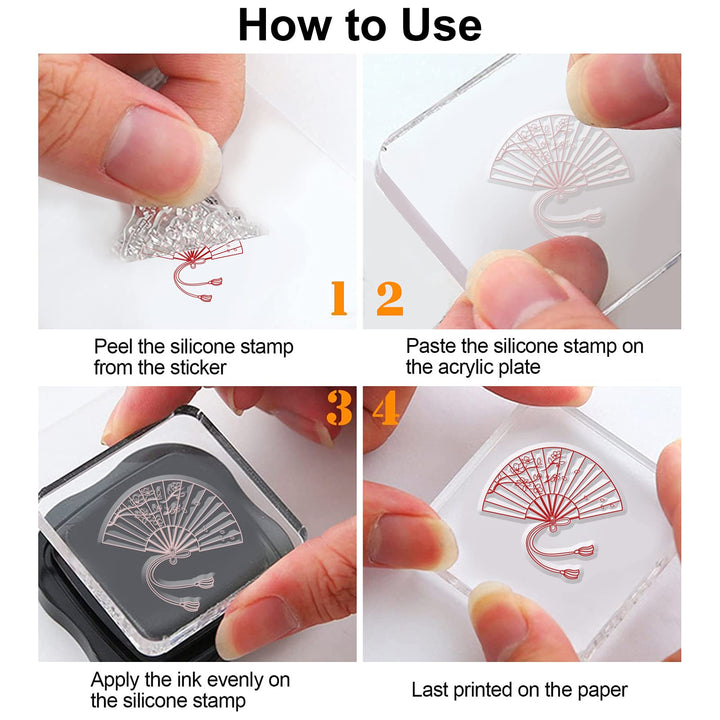 Japanese Culture Silicone Clear Stamps with Flower Flower Fan Lantern Style for Card Making DIY Scrapbooking Photo Album Decorative Paper Craft,6.3x4.3 Inches