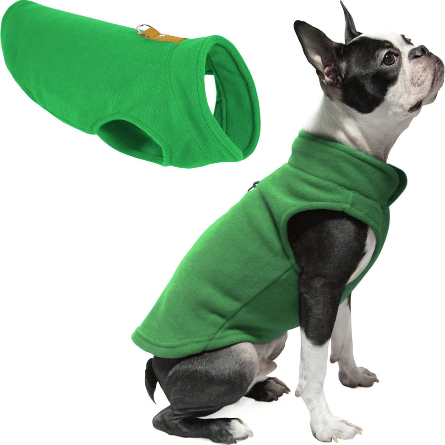 Fleece Vest Dog Sweater - Green, X-Large - Warm Pullover Fleece Dog Jacket with O-Ring Leash - Winter Small Dog Sweater Coat - Cold Weather Dog Clothes for Small Dogs Boy or Girl