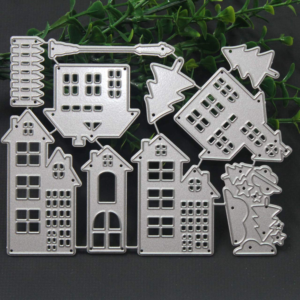 Forest Village House Tree Metal Cutting Dies 108.4cm for Scrapbooking Card Album Making DIY Craft Die Cut