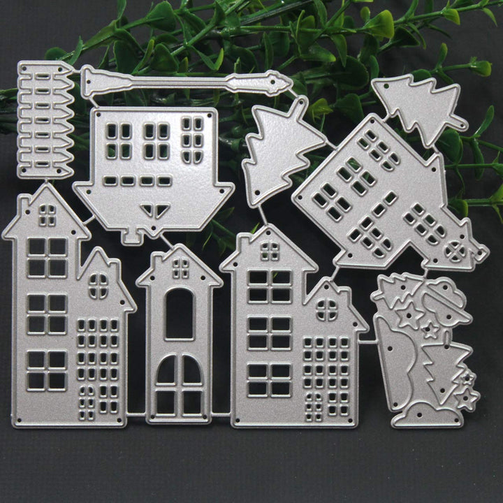Forest Village House Tree Metal Cutting Dies 108.4cm for Scrapbooking Card Album Making DIY Craft Die Cut