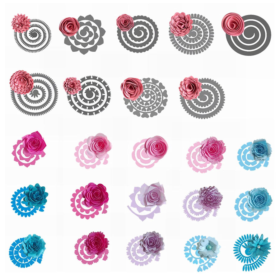 24 Pcs Flowers 3D Layering Rose Metal Cutting Dies Set DIY Die-cuts Embossing Scrapbooking Stencils DIY Craft Card Template Gift Cardmaking Handmade Greetings Card Art Decoration
