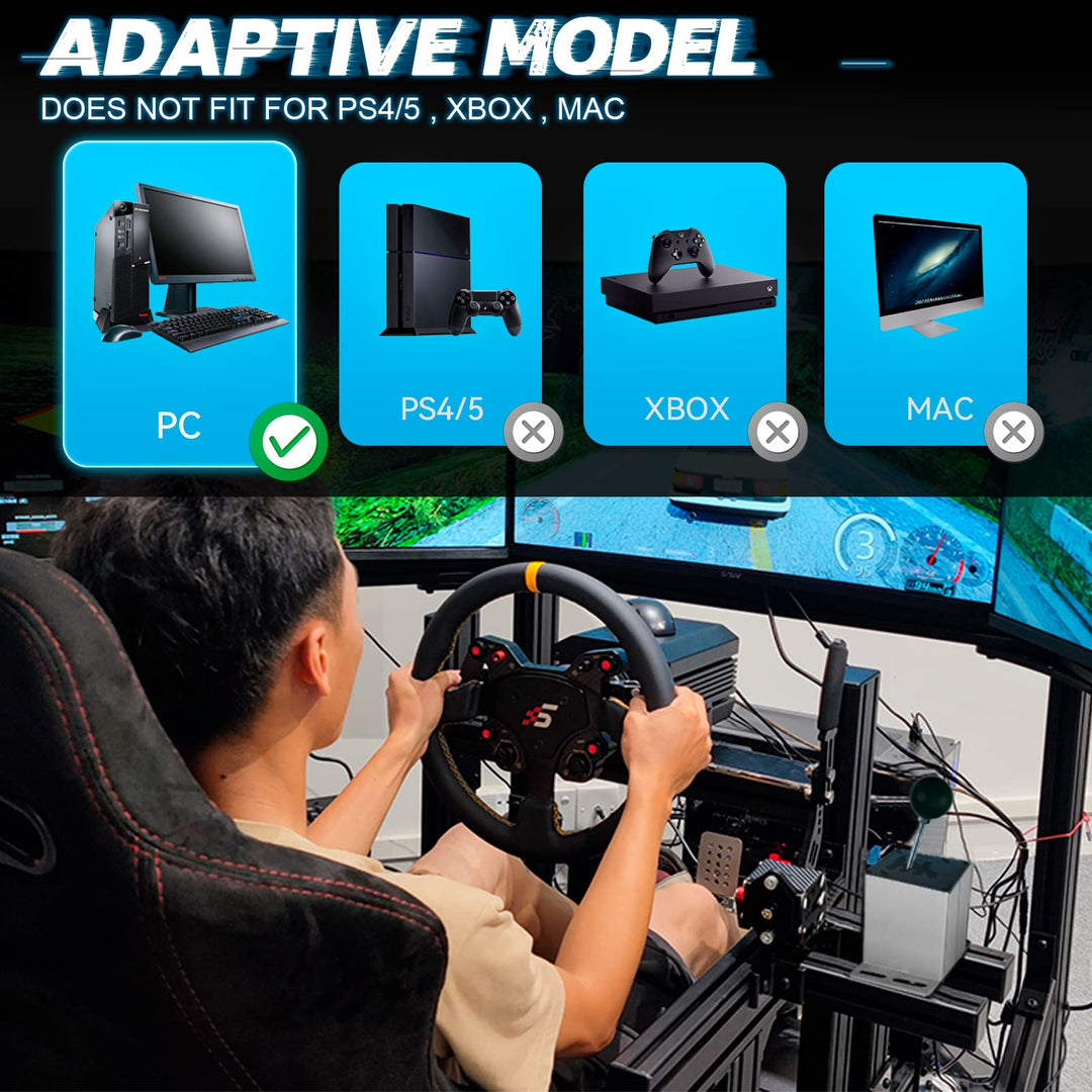 64Bit PC USB Handbrake, Upgrade SIM Racing Games Handbrake for LO GITECH G25 G27 G29 T500 T300 THRUST MASTER FANATECOSW DIRT RALLY, 2M Nylon Cable/Reinforced Spring/Black+Clamp